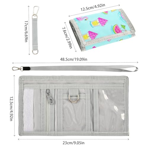 ALAZA Kids Wallets for Boys Girls Toddler Trifold Wallet Children Small Summer Flamingo Watermelon with Zipper Coin Pocket3