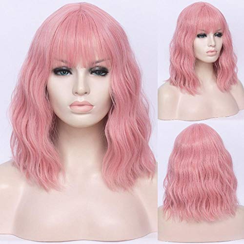 Perruques synthétiques courtes ondulées pour femmes couleurs Cosplay violet rouge vert perruque naturelle Cover