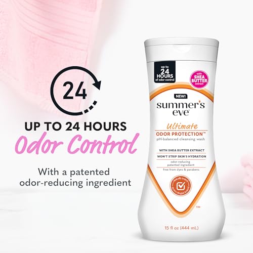 Image of Summer's Eve Ultimate Odor Protection Feminine Wash with Shea Butter - Up to 24 Hour Vaginal Odor Control, pH Balanced Formula, Clinically & Gynecologist Tested Intimate Body Wash - 15 Fl Oz