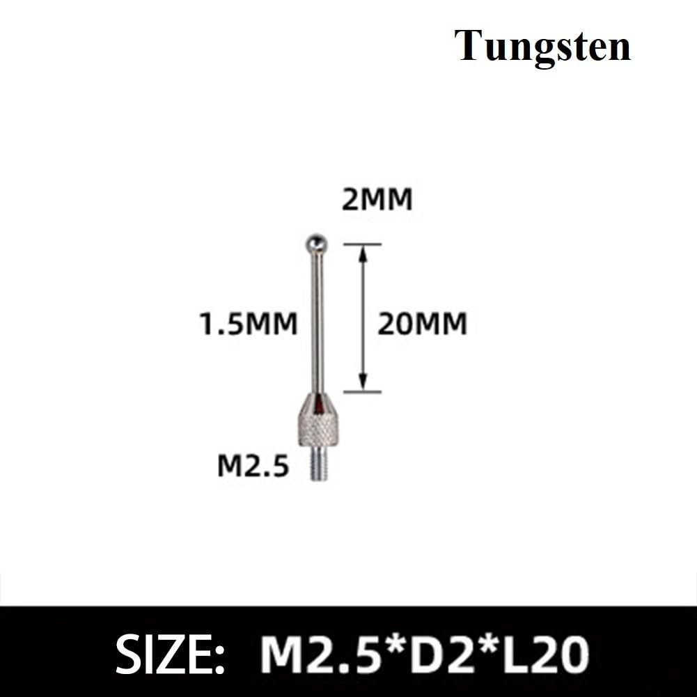 Sonda indicadora micrométrica de cabeza de acero de carbúnculo/tungsteno, precisión y precisión (tungsteno, 20 mm)