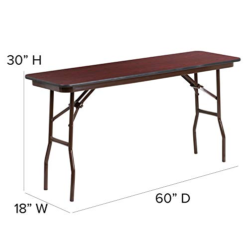 Emma + Oliver 5-Foot Mahogany Melamine Laminate Folding Training/Seminar Table - Event Table #TOP3