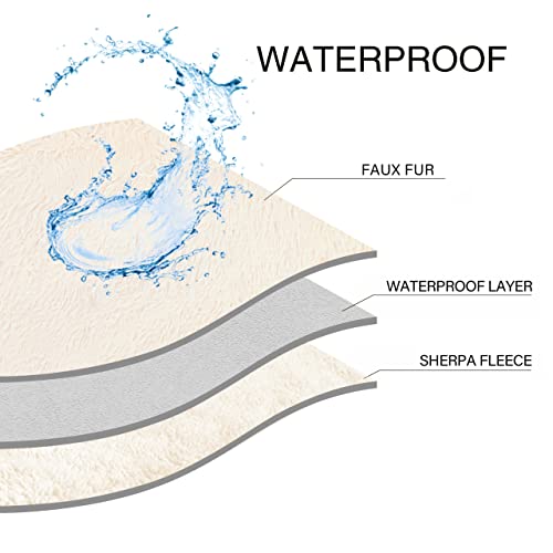 Pethur Waterproof Dog Blanket For Small Dog, Small Cat Blanket Washable For Couch Protection, Soft Plush Faux Fur Puppy Blanket, Beige, S #TOP3
