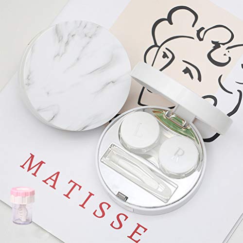 Healifty Mini caixa de lentes de contatos para viagem com padrão de mármore, estojo de lentes portát
