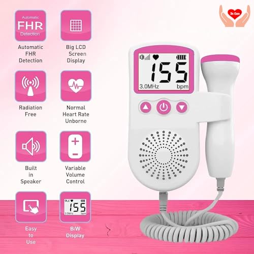 Image of Dr. Care Fetal Doppler - Your Portable Companion for Pregnancy: 50-230M Measuring Hz, LCD Display, Pocket Size (Pink)