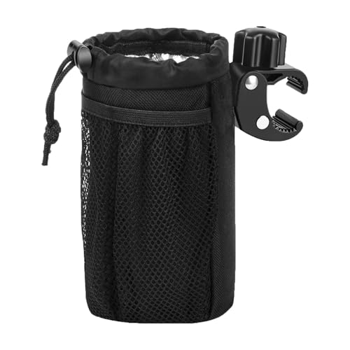 Bike Cup Holder,Handlebar with Oxford Fabric Mesh Pockets for Motorcycle,Mountain, Road Bike, Wheelchair(Black)