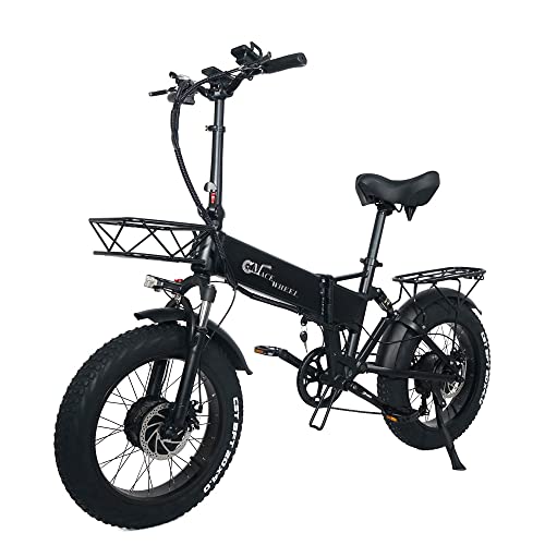RX20-MAX E-Bike mit Doppelmotor vorne und hinten, 48-V-15-Ah-Klapp-Elektrofahrrad, 20-Zoll-Mountainbike-Schneefahrrad (Black 15Ah + 1 Ersatzbatterie) Cover