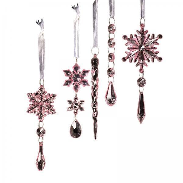 SM SunniMix 4x5x Snowflakes Christmas Tree Decorations Hanging Acrylic Icicle Drop Outdoor Window Holiday Birthday Glitter Clear Snowflakes