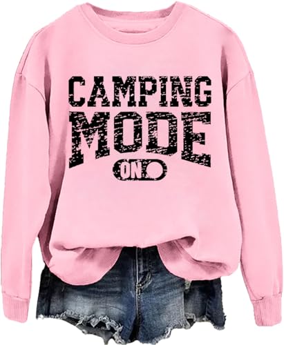 PKBWVER Camping Mode Sweatshirt & Hoodie Camping Sweatshirts For Women Pink