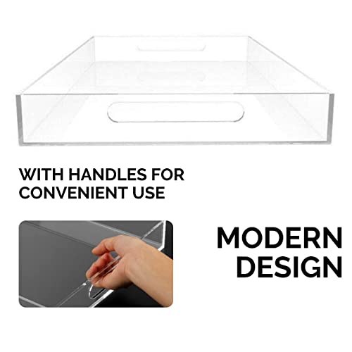 Clear Acrylic Tray 12X12 Inch With Handles Acrylic Tray Spill Proof Tray Acrylic Organizer For Kitchen Dining Tray Acrylic Decorative Tray With Handles Microgreens Tray Seed Germination Trays #TOP4