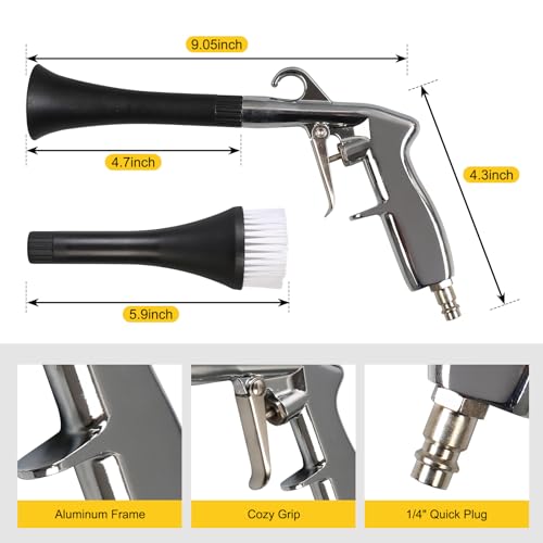 TIHOOK Dry Blow Cleaning Gun, Air Blow Gun, Blow Gun Compressed, Rubber Hose, High Pressure Air Blow Guns for Car - Image 3