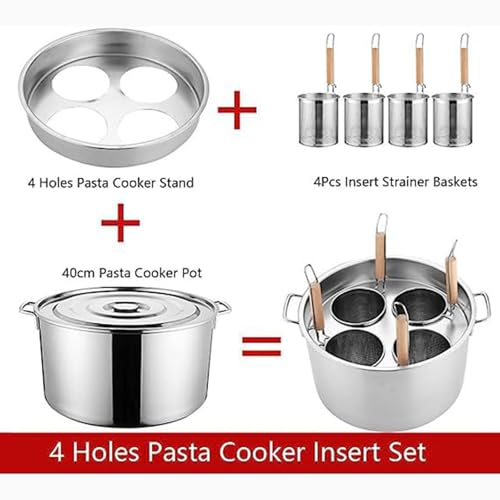 Cuiseur à pâtes 4 trous avec paniers suspendus pour cuisson simultanée