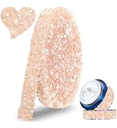 FULZTEY 3Yards Perals Self Adhesive Rhinestone Ribbons,Bling Clear Champagne Crystal Trim with Wh...