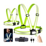 2-in-1 Lauflampe Joggen,1000LM Stirnlampe & Brustlampe 5 Modi Lauflicht