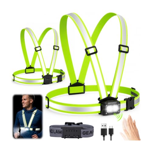 2-in-1 Lauflampe Joggen,1000LM Stirnlampe & Brustlampe 5 Modi Lauflicht