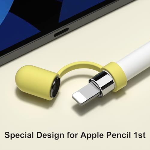 ACAGET Magnetic Replacement Cap for Apple Pencil 1st Generation, Anti-lost for iPencil Cap holder Top Lid End Silicone Protective Cover Accessories for iPad 10th 9 8 Air Mini Pro (2 Cap+4 Cap Holder)