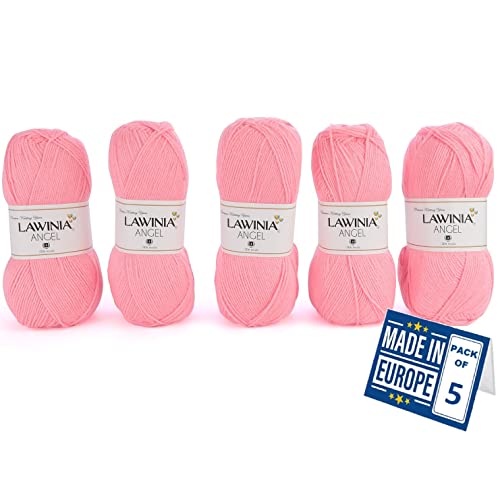 LAWINIA - Angel Premium Ultra Soft Double Knitting Wool 100g Balls x 5-280m 100% Acrylic Oeko-TEX Certified, Hypoallergenic & Vegan, Acrylic DK Wool for Knitting and Crochet Yarn Dk Knitting Yarn