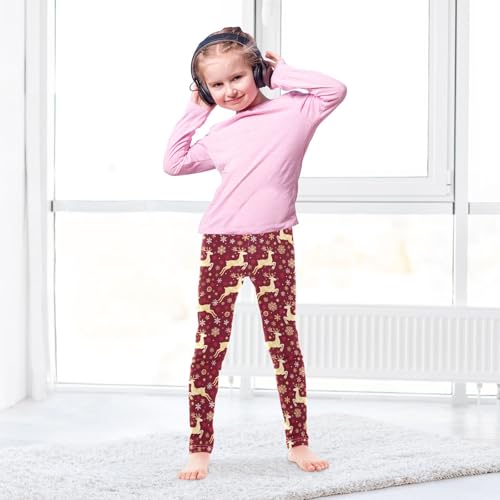 senya Girls Printed Leggings Yoga Pants Snowflake Deer Pattern for Kids in 4t to 10 Years, 4T4
