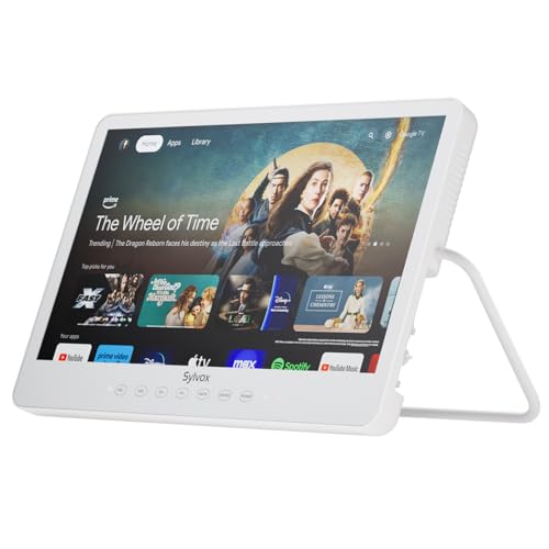 SYLVOX 15.6'' Portable Smart TV 12 Volt Television, 10000mAH Battery Powered IP66 Waterproof Dual Speakers Wireless WiFi 300nits Small Outdoor TVs, for RV Camping Pool Bathroom Kitchen Bedro