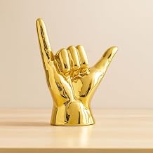 Ceramic Modern Decorative Hand Accent for Table Top & Shelf Coffee Table Decor for Living Room, Modern Home Decor, Indoor/Outdoor Chic Stylish Tabletop Accent Piece 7", Gold
