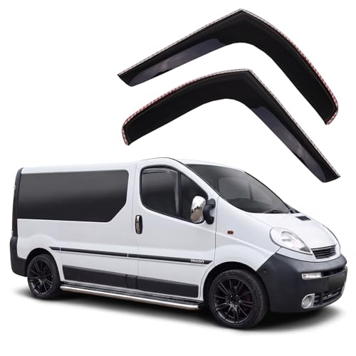 J&J AUTOMOTIVE GD Déflecteurs d'air et de Vent pour Opel Vivaro 2001-2014 2pcs, Teintés, Avant et Arrière, Aérodynamique