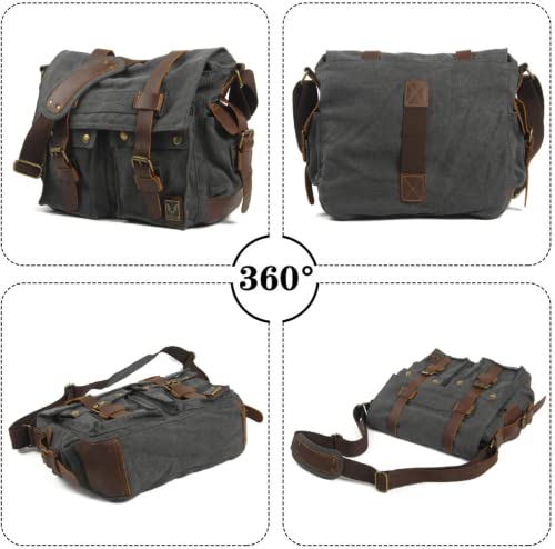 Messenger Bag For Men Canvas Vintage Crossbody Bag Canvas With Leather For Sport And Outdoor3