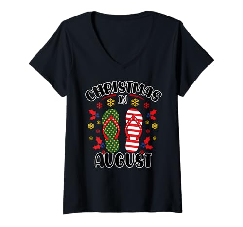 Women's Christmas in August Love Summer Holiday V-Neck T-Shirt