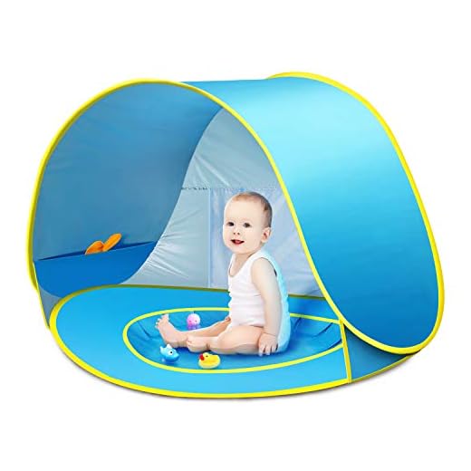 CeeKii Tienda Playa Bebe, Pop-up Tienda de Bebé con Piscina para Infantil Carpa Plegable Portátil Protección Solar Anti UV 50+, Tienda Campaña Playa para Bebés para Vacación Playa Parque - Azul