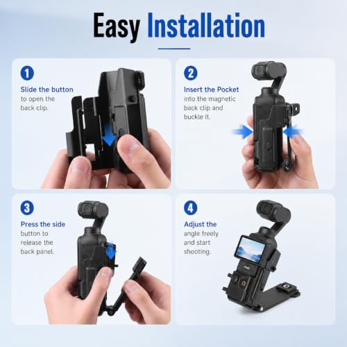 Image of ZORBES Magnet Mount Stand for Osmo Pocket 3 /4 Adjustable Clamp Holder | Equipped with standard screw hole and clip interface, compatible with tripods selfie sticks for hiking cycling