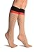Nude With Black Polka Dots & Red Stripe Top Knee High Socks - Socks