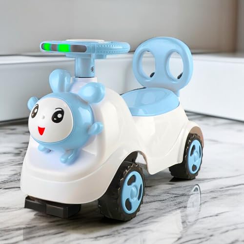 Image of kidsROAR Push Ride On Car for Kids 1-5 Years | Baby Push Car with Music, 3D Lights & Backrest | Premium Ride On Toy Supports Up to 35kg (Rabbit, Blue)