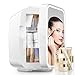FOHERE Mini Nevera para Dormitorio, Skincare Nevera con Espejo LED, Pequeña Nevera de 5L Portátil, Calentador y Enfriador Termoeléctrico 220V AC para Oficina, Dormitorio, Blanco