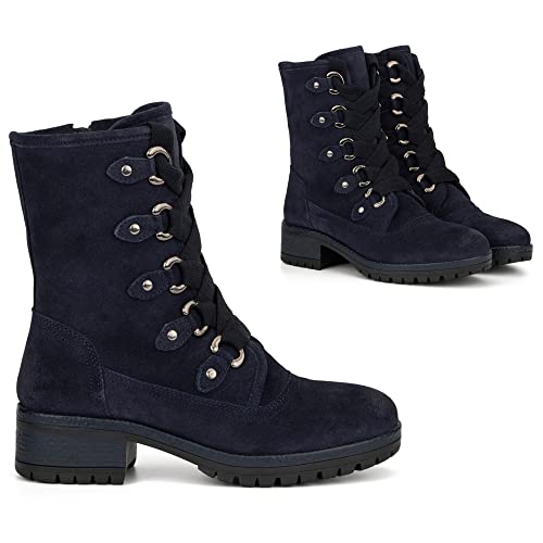 Vintage Foundry Women's Jemina Handmade Fur Lined Quilted Heeled Ankle Boots W D-Ring Adjustable Thick Lace Side Zip Chunky Block Lug Platform Casual Military Western Goth Victorian Engineer Comic Con; Size 8 #TOP1