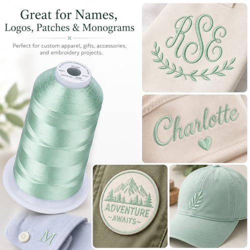 Image of Simthread Embroidery Machine Thread 5000M 40WT Polyester, Minty Teal S048 | 5000M 40WT polyester thread feeds smoothly for home or commercial embroidery projects.