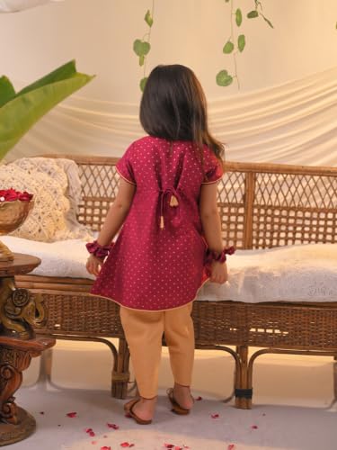 Image of POLKA TOTS Girls Cotton Kurta Dhoti Set | Traditional Ethnic Wear for Kids Girls | Festival Dress for Diwali Navratri Pooja Wedding Party | Indian Traditional Outfit for Girls | 6 Months - 8 Years