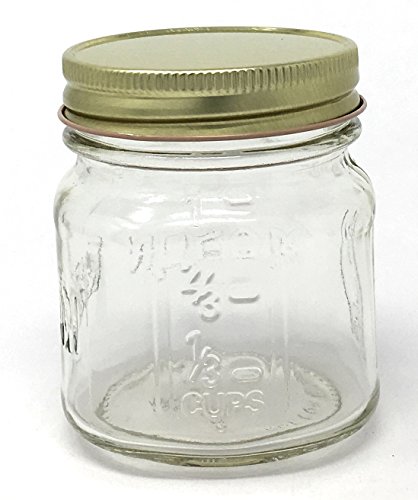 8 Oz Square Mason With Gold Lids 12-Pack Half Pint #TOP4