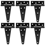 HILLMASTER 6 Inch T-Strap Heavy Duty Shed Door Hinges Gate Strap Hinges Black Tee Hinge Wrought Hard