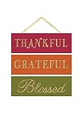 Glitter Thankful Grateful Blessed Stacked Sign, 12