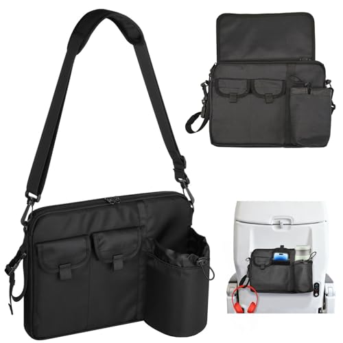 Tewloss Airplane Seatback Organizer, Airplane Pocket Organizer - Adjustable Strap | Versatile Design Flight Seat Storage, Fits Tablets, Phone, Water Bottle | Commuter Bag, Travel Essentials Accessory