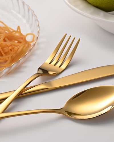 ERVILO 60 Piece Gold Silverware Set Service for 20 Stainless Steel Flatware Cutlery - image 4