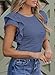 SHEWIN Womens Fashion 2025 Casual Crewneck Tee Shirt Ruffle Short Sleeve Shirts Cute Summer Tops for Women Trendy,L,Navy Blue