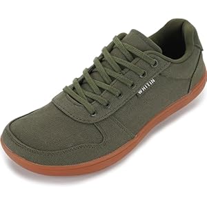 WHITIN Men’s Wide Barefoot Shoes | Stylish Canvas Minimalist Sneakers | Zero Drop Sole