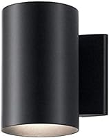 Kichler 9234BK 7" Black Outdoor Cylinder Wall Sconce - 1-Light Exterior Fixture, Wet Rated, Dark Sky Compliant