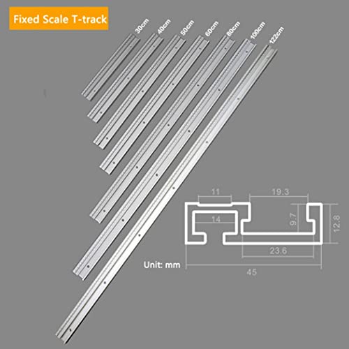 45 gąsienic typu T z ruchomą/stałą skalą, ze stopu aluminium, do piły stołowej, do obróbki drewna, narzędzia DIY, prezent dla stolarza, stałe 122 cm, z nawierconymi otworami montażowymi