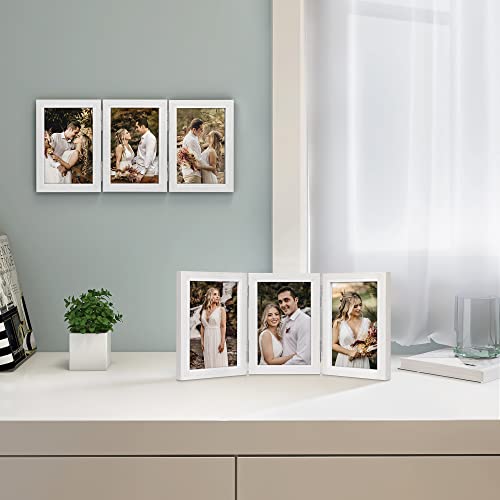 Afuly 3 Picture Frame 4X6, White Picture Frames Collage Wall Decor, Desk Picture Frames For Office Wedding Picture Frames 3 Opening Triple Picture Frame Gifts For Family Friends Unique Fathers Day Gifts #TOP1