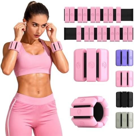 Sonkoloro Adjustable Wrist Weights for Women Men, Leg Weights for Women 0.75lb-1lb-1.3lb Each for Walking, Yoga, Dance, Barre, Gym