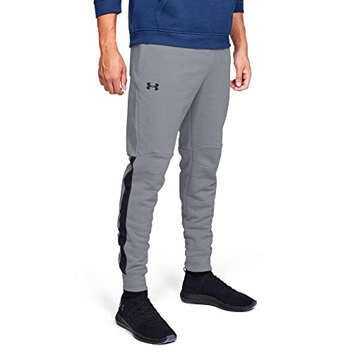 Under Armour Men's Microthread Fleece Jogger, Steel Light Heather//Black, Large
