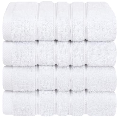 Pack of 4, 8, 12 Guest Towels (30 x 50 cm) 100% Egyptian Cotton Super Soft Quick Dry High Absorbent Hand Wash Towels For Gym Golf Spa Sports 600-GSM (4, White)
