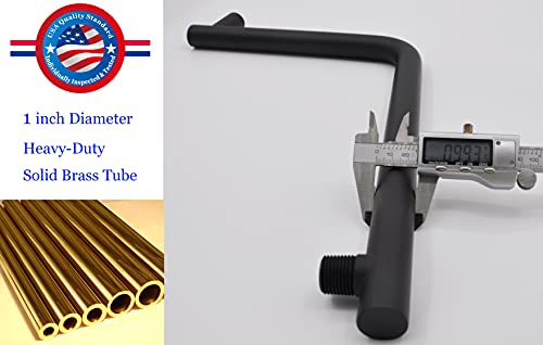 Aquaiaw High Rise Shower Arm And Flange, 12.6 Inch, Solid Brass, Both Soldered 1/2 Npt Tapered Threads, Round, Matte Black, Gooseneck Raised Shower Head Arm W/Escutcheon, Wall Mount Shower Extension #TOP2