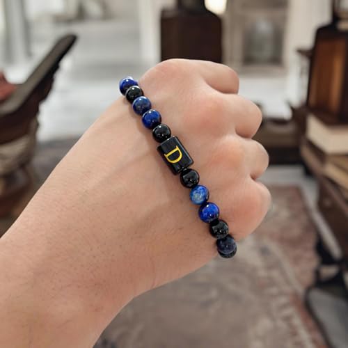 Pulsera para Hombre con Ojo de Tigre Azul y Lapislázuli miniatura 6