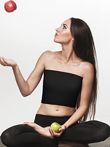 4 Pcs Tube Tops For Women Strapless Basic Bandeau Bra Seamless Stretchy Sports Causal Bralettes Non Padded Bra For Women Girl (Black, White, Nude, Gray, Small) #TOP3